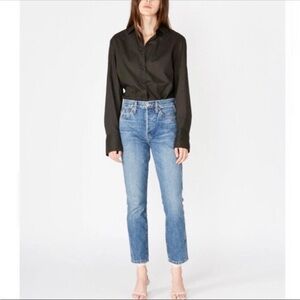 RE/DONE Double Needle Crop Stretch Jeans 25